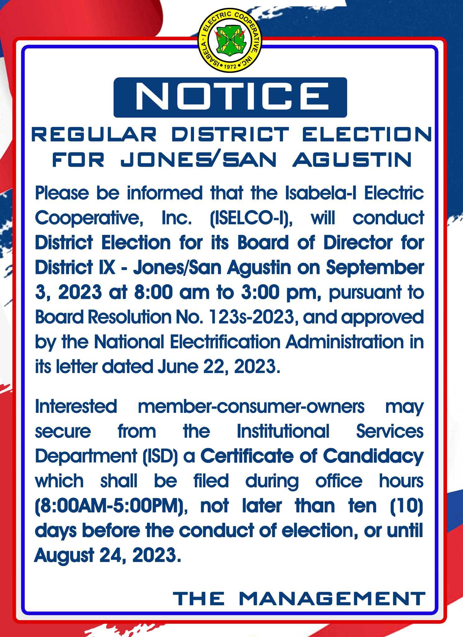 District Election - Jones/San Agustin
